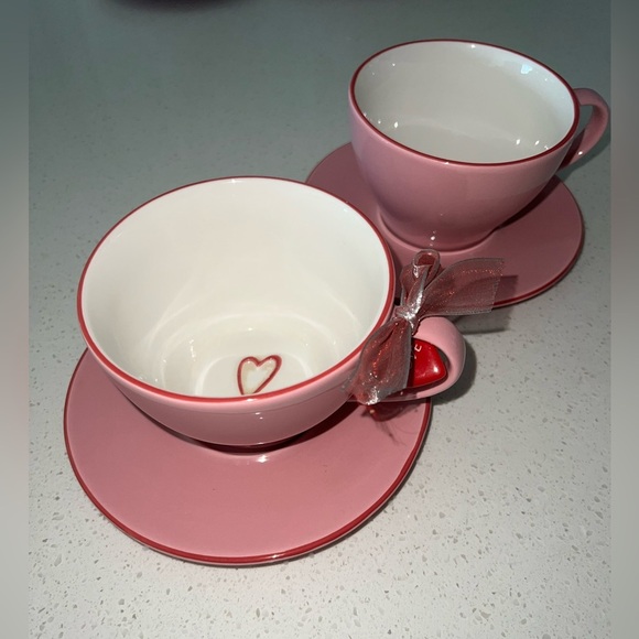 STARBUCKS 2006 Pink Heart Coffee/Tea Cup w/Saucer Plate “Love” set. - Picture 7 of 8